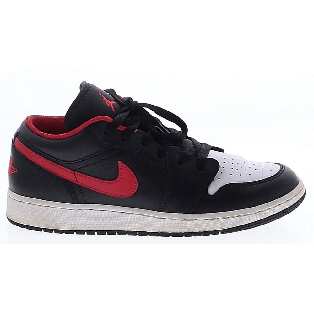 Nike Air Jordan 1 Low Black Red White Bred Toe Sneakers Men Sz 7 GS Youth Retro